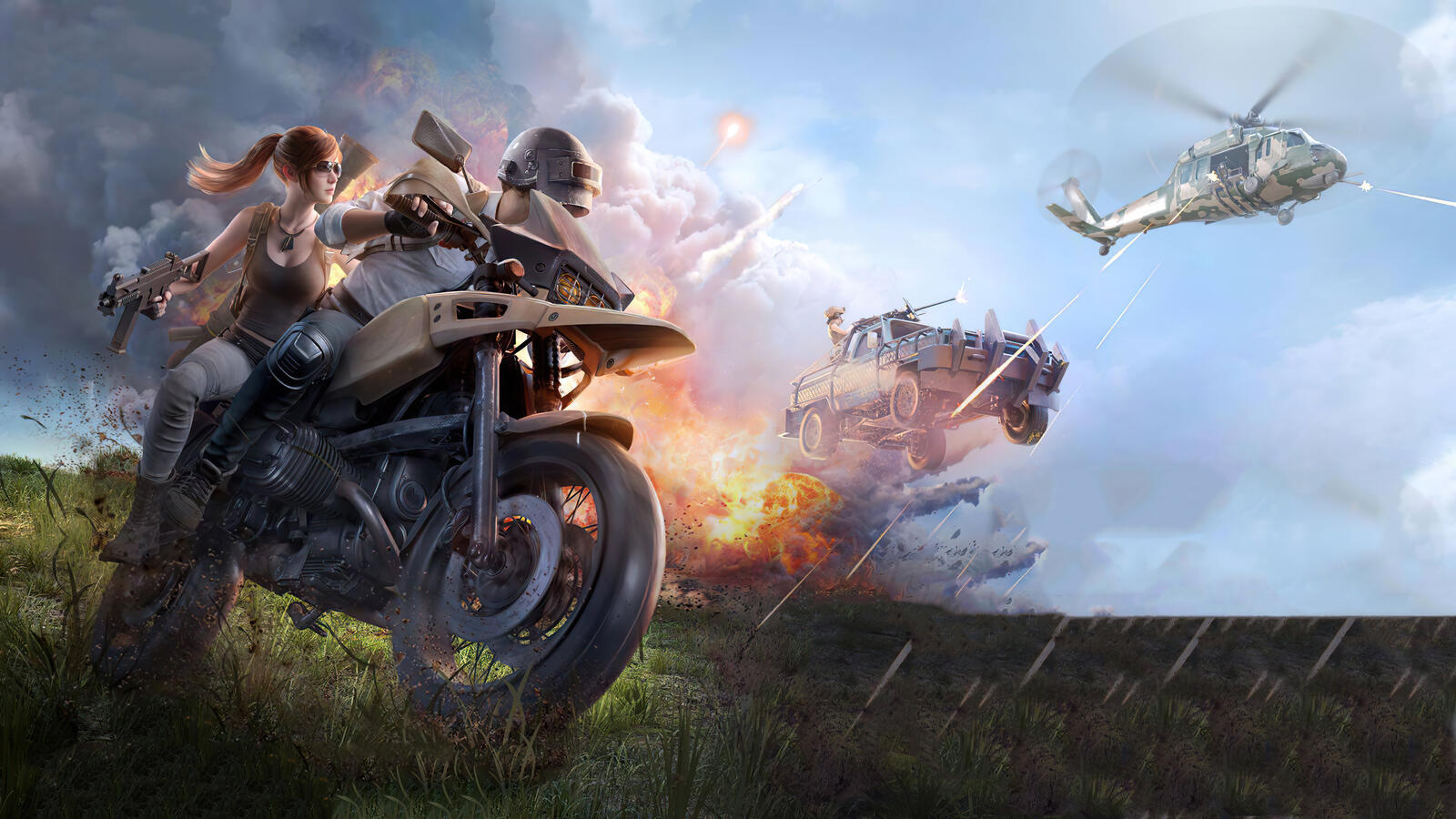 Wallpapers games Playerunknowns Battlegrounds motorcycle on the desktop