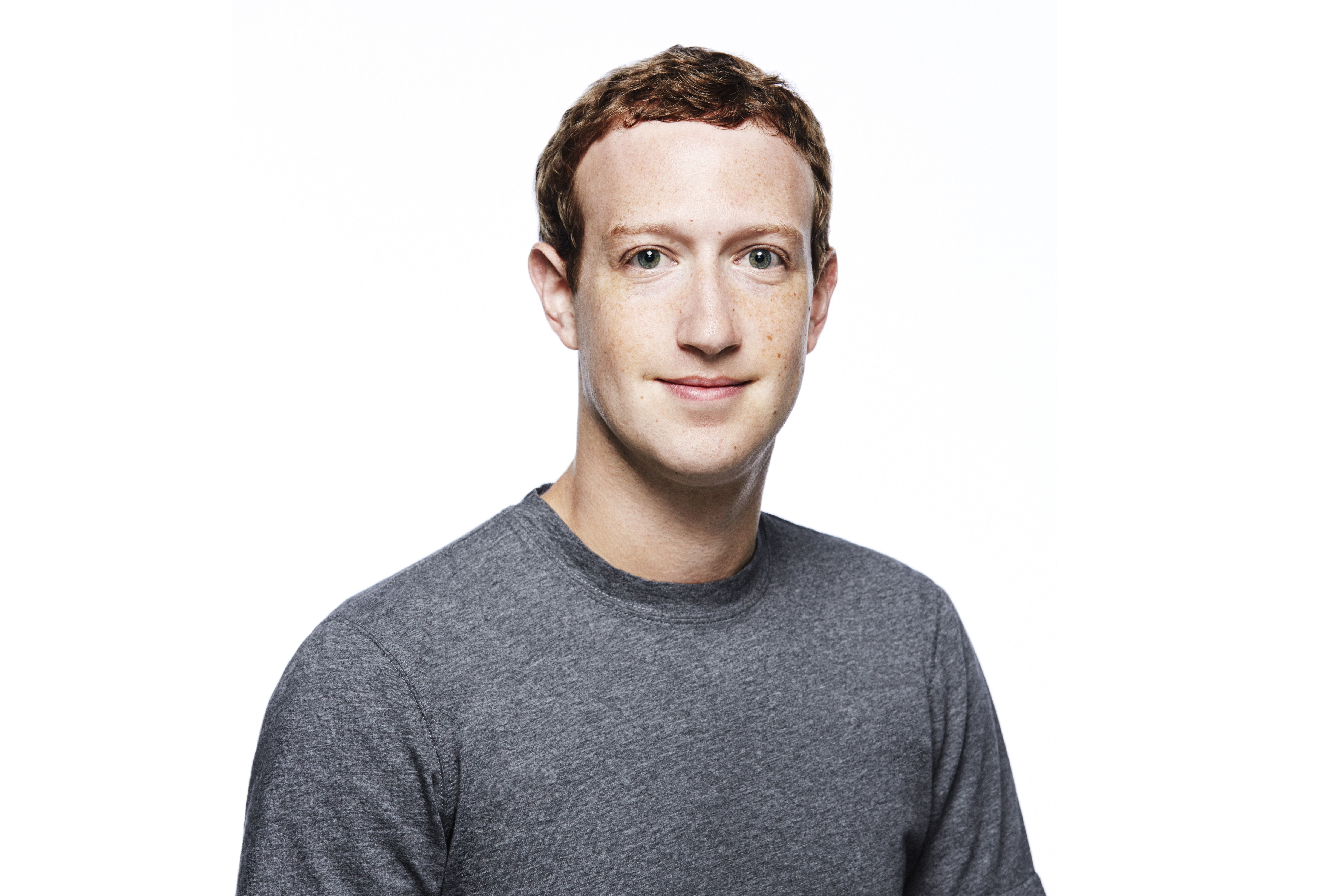 Portrait of Mark Zuckerberg on a white background