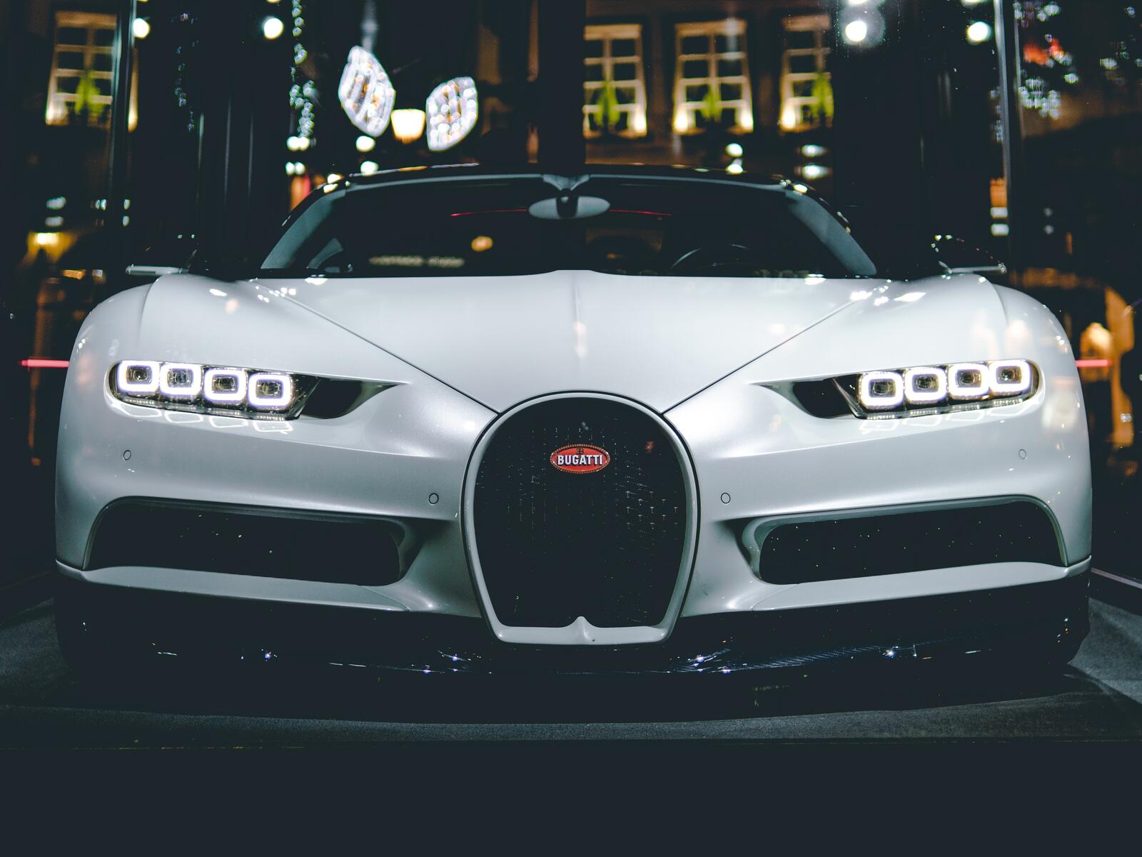 Wallpapers Bugatti Chiron front view white on the desktop