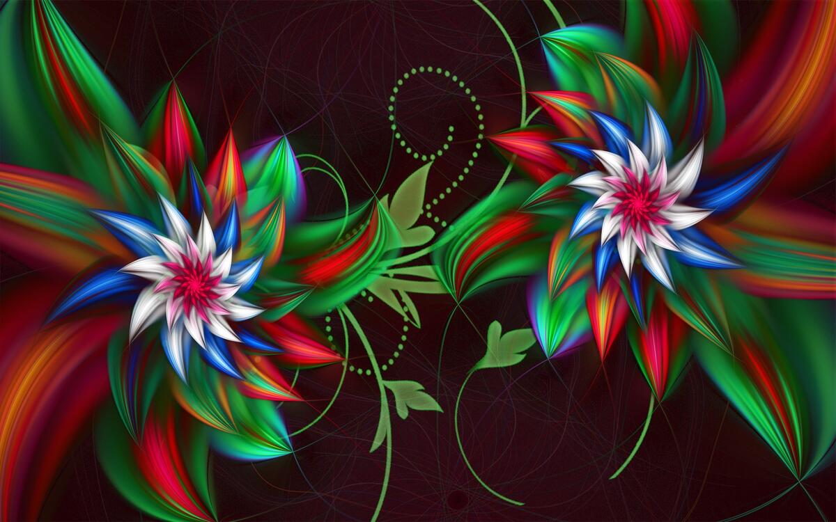 Two abstract flowers