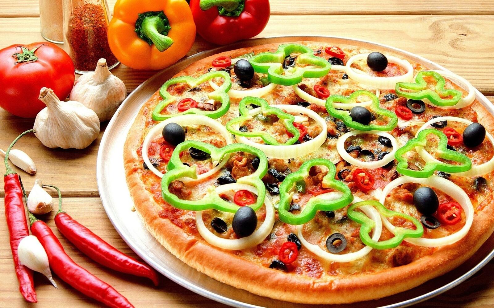Wallpapers food pizza peppers on the desktop