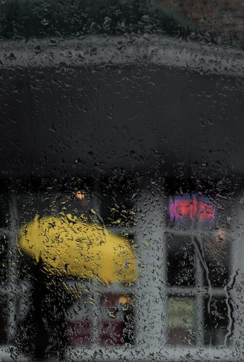 Glass and raindrops