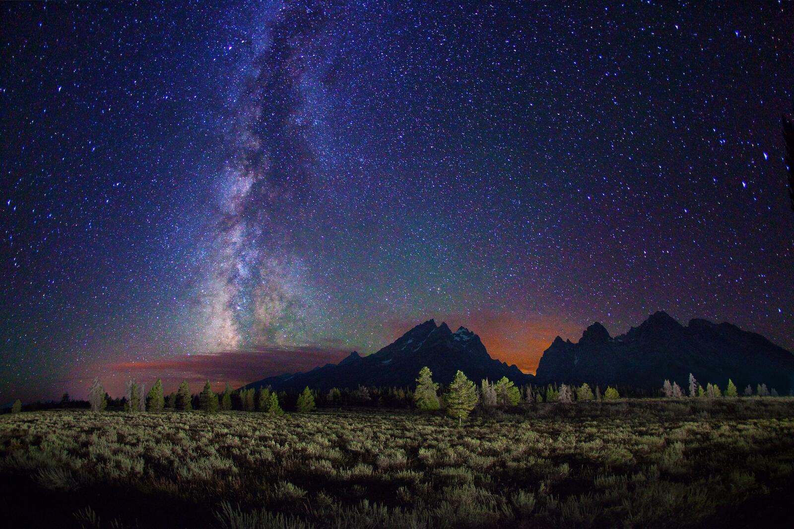 Wallpapers Milky Way stars mountains on the desktop