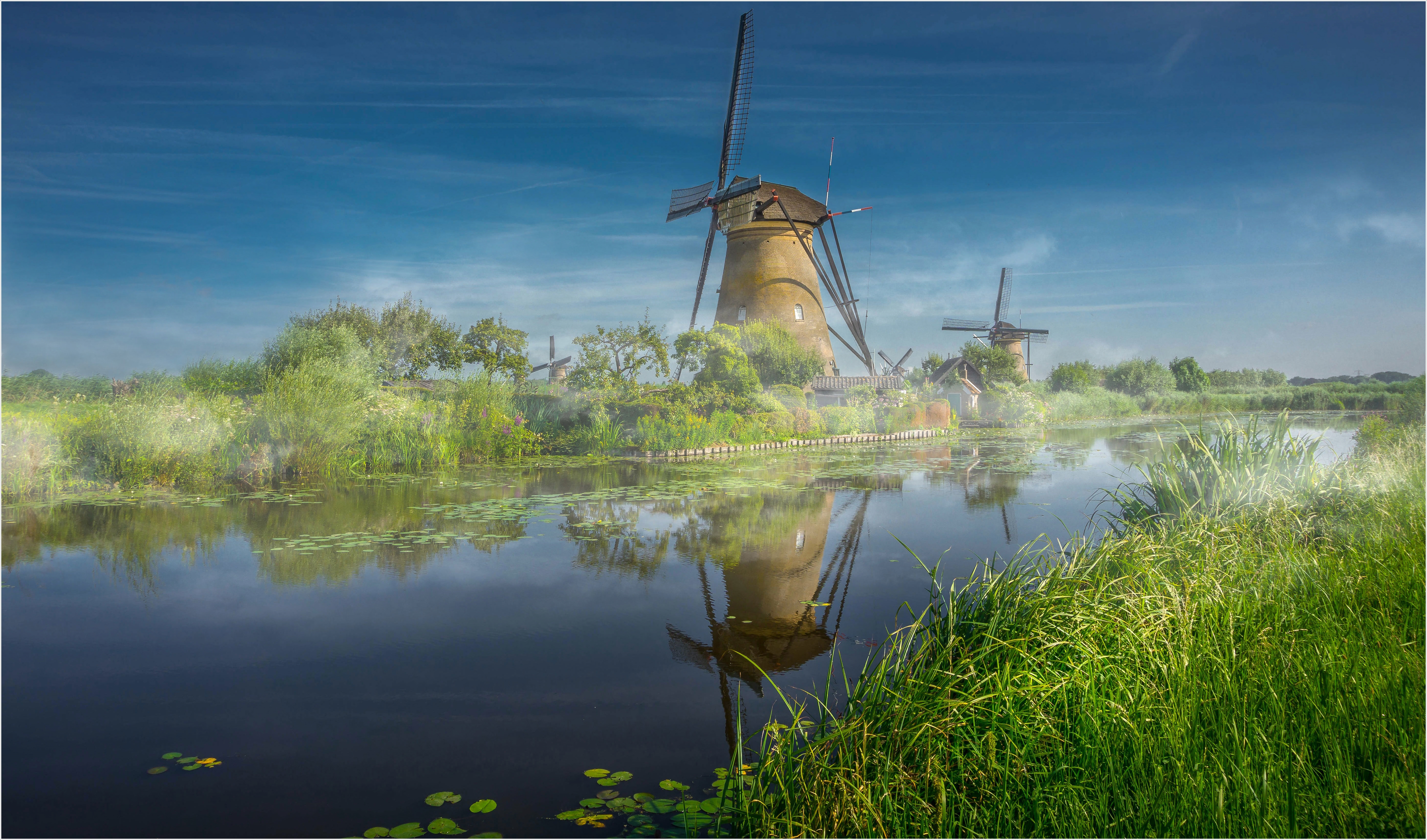 Обои голландские ветряные мельницы Роттердам Нидерланды на рабочий стол