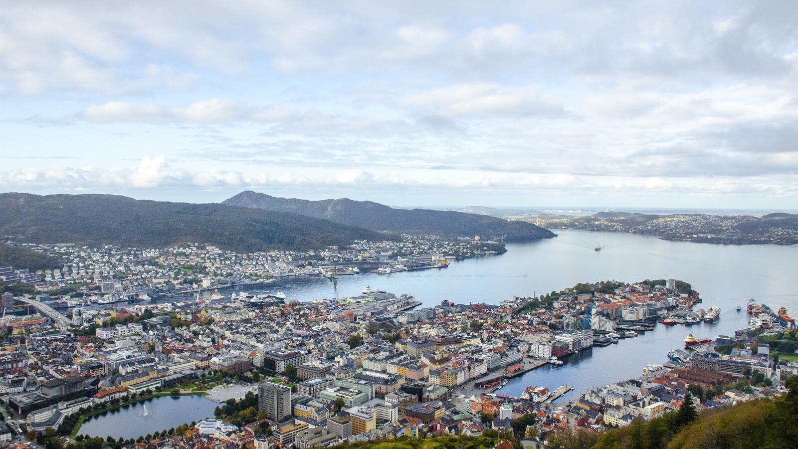 Обои Норвегия вид сверху городской пейзаж на рабочий стол