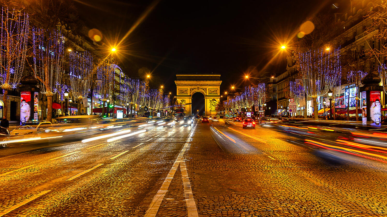 Обои Paris Огни ночной город на рабочий стол