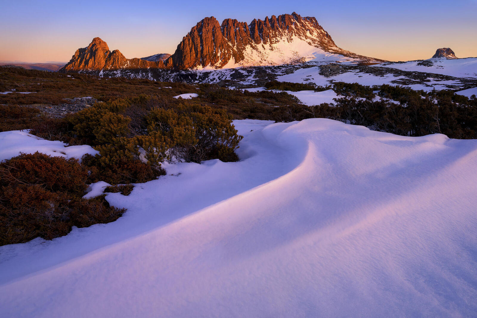 Обои Зимний закат национальный парк Лейк-Сент-Клэр-Крэдл-Маунтин на рабочий стол