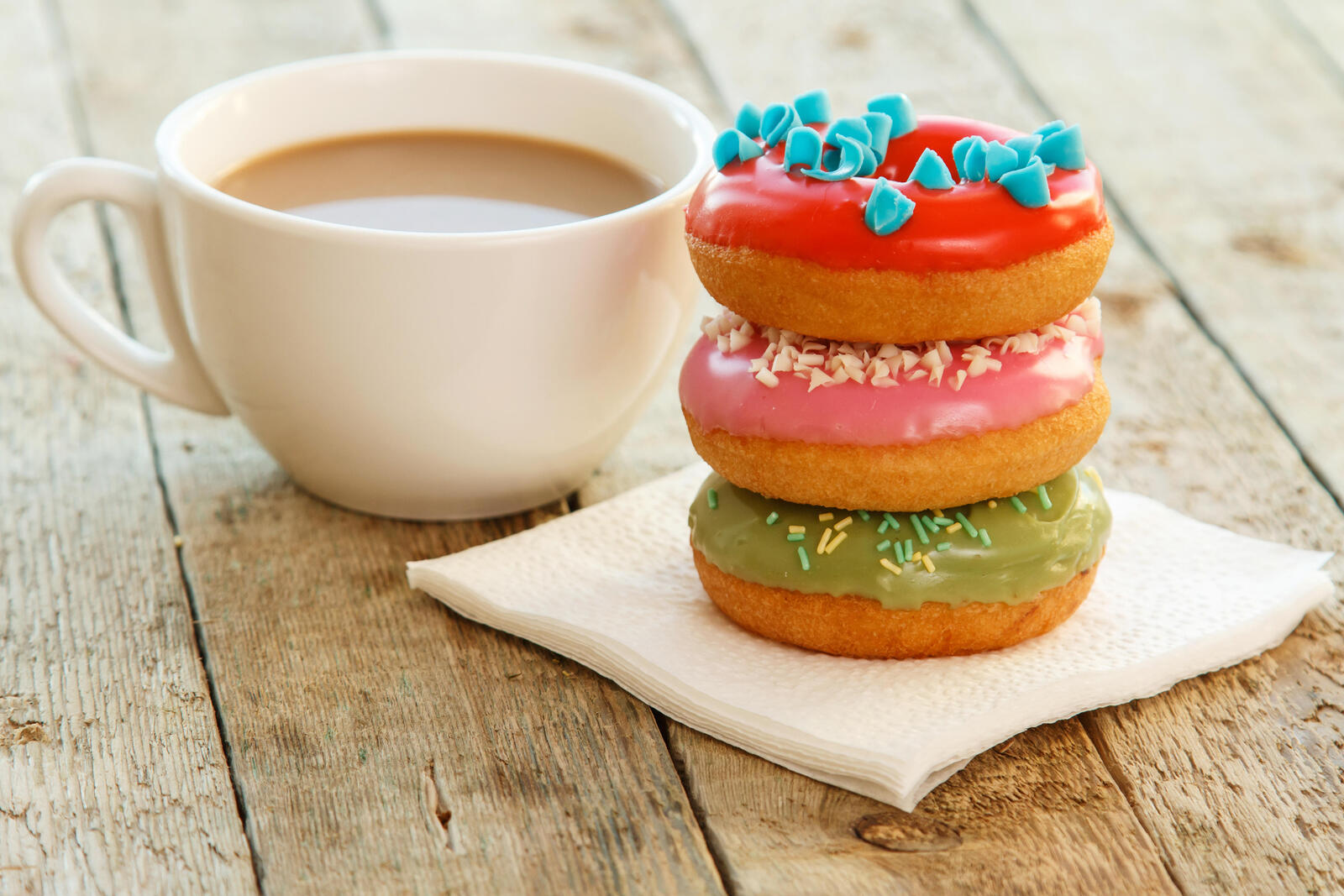 Wallpapers coffee donuts pastries on the desktop