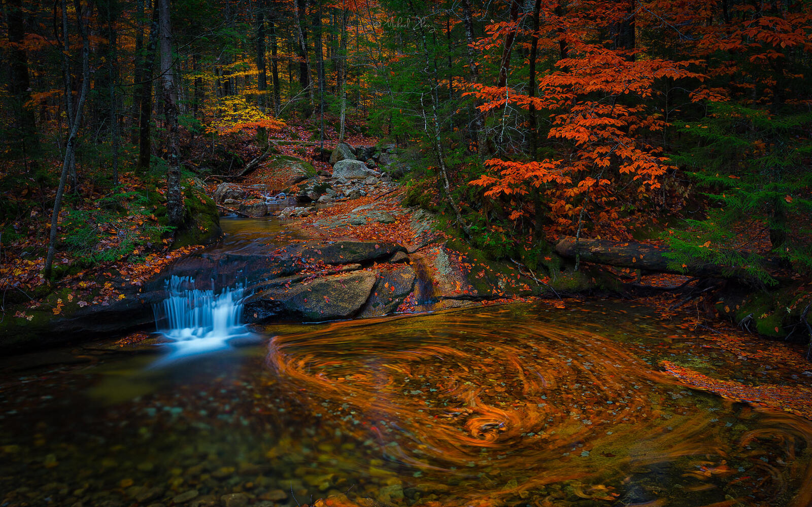 Wallpapers waterfall autumn forest body of water on the desktop