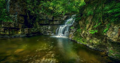 Download photo waterfall, rocks