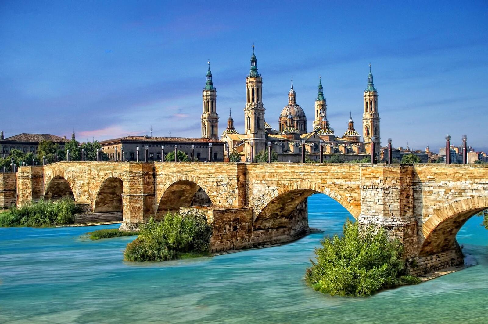 Wallpapers Basilica del Pilar at home by the water river on the desktop