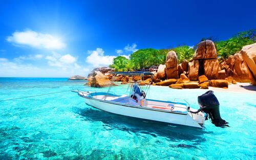 A small boat in the Seychelles