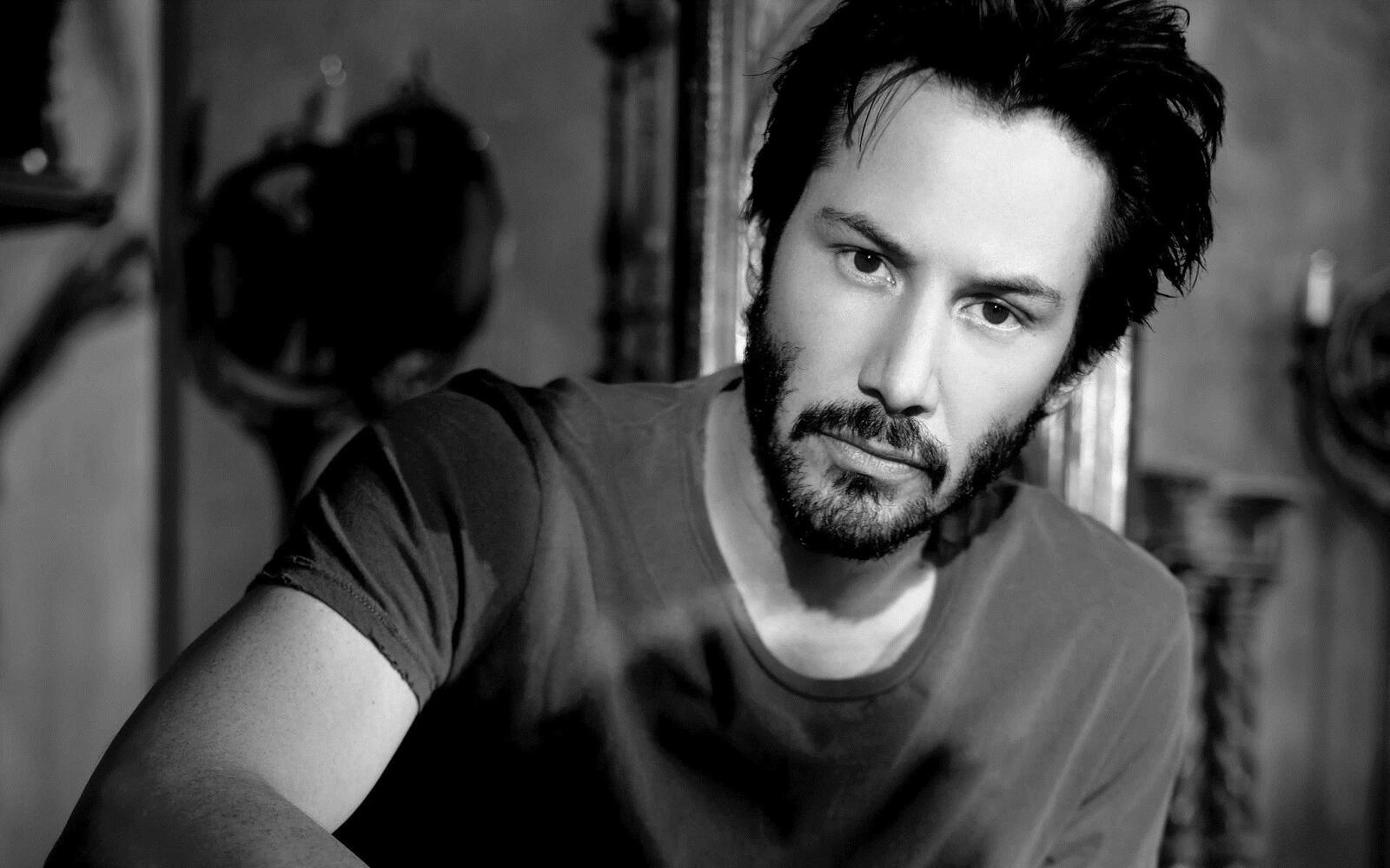 Wallpapers Keanu Reeves face black white on the desktop