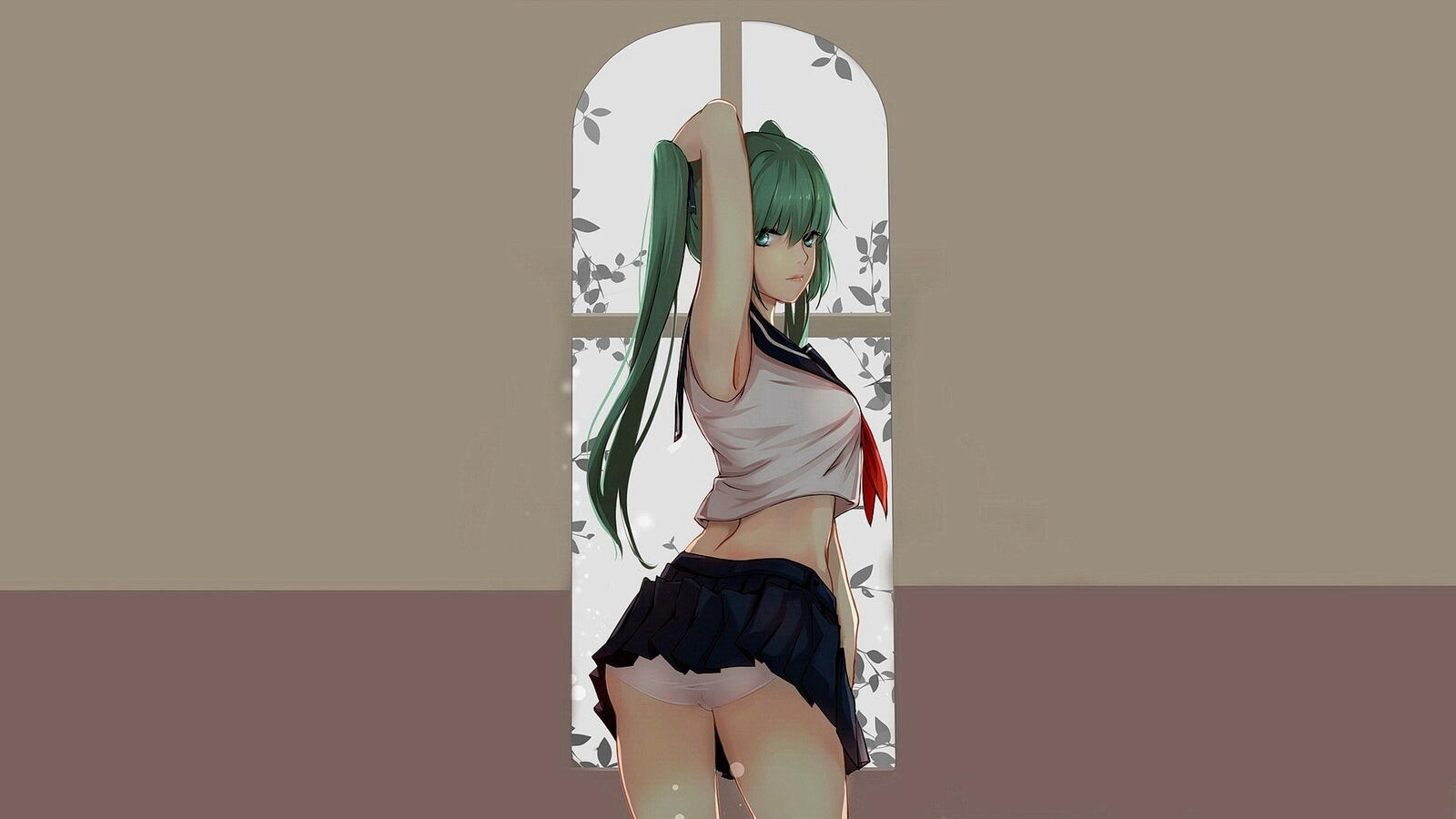 Free photo Drawing of a girl and a window