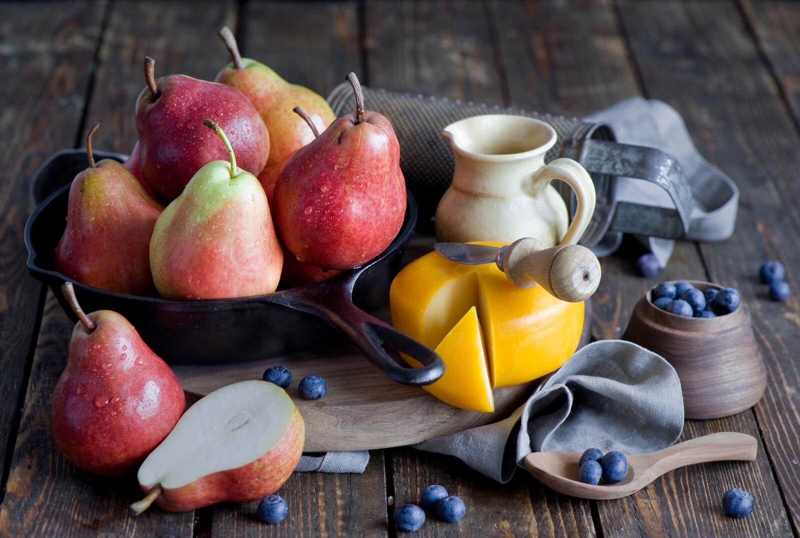 Wallpapers pears cheese fruit on the desktop