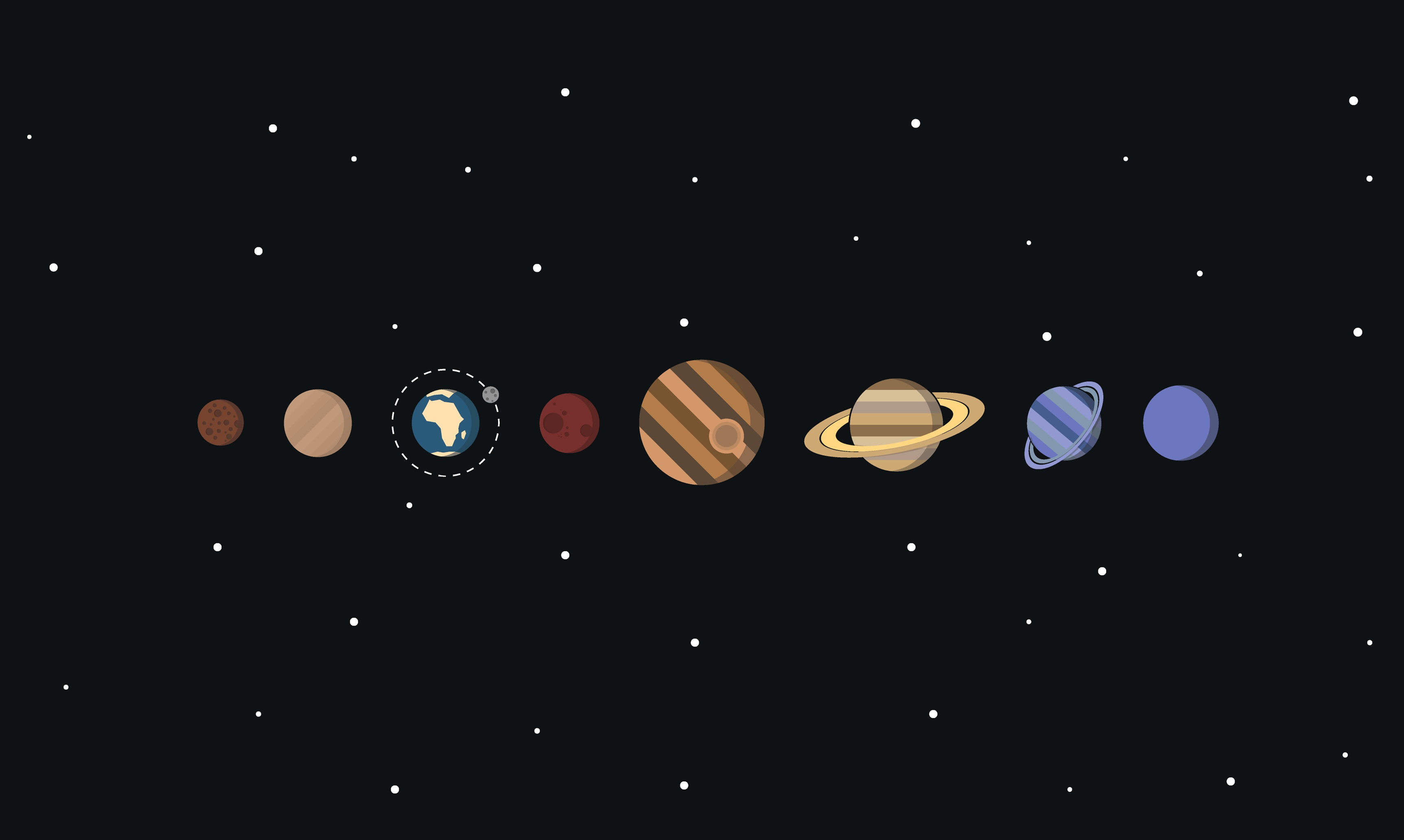 Wallpapers solar system planets stars on the desktop