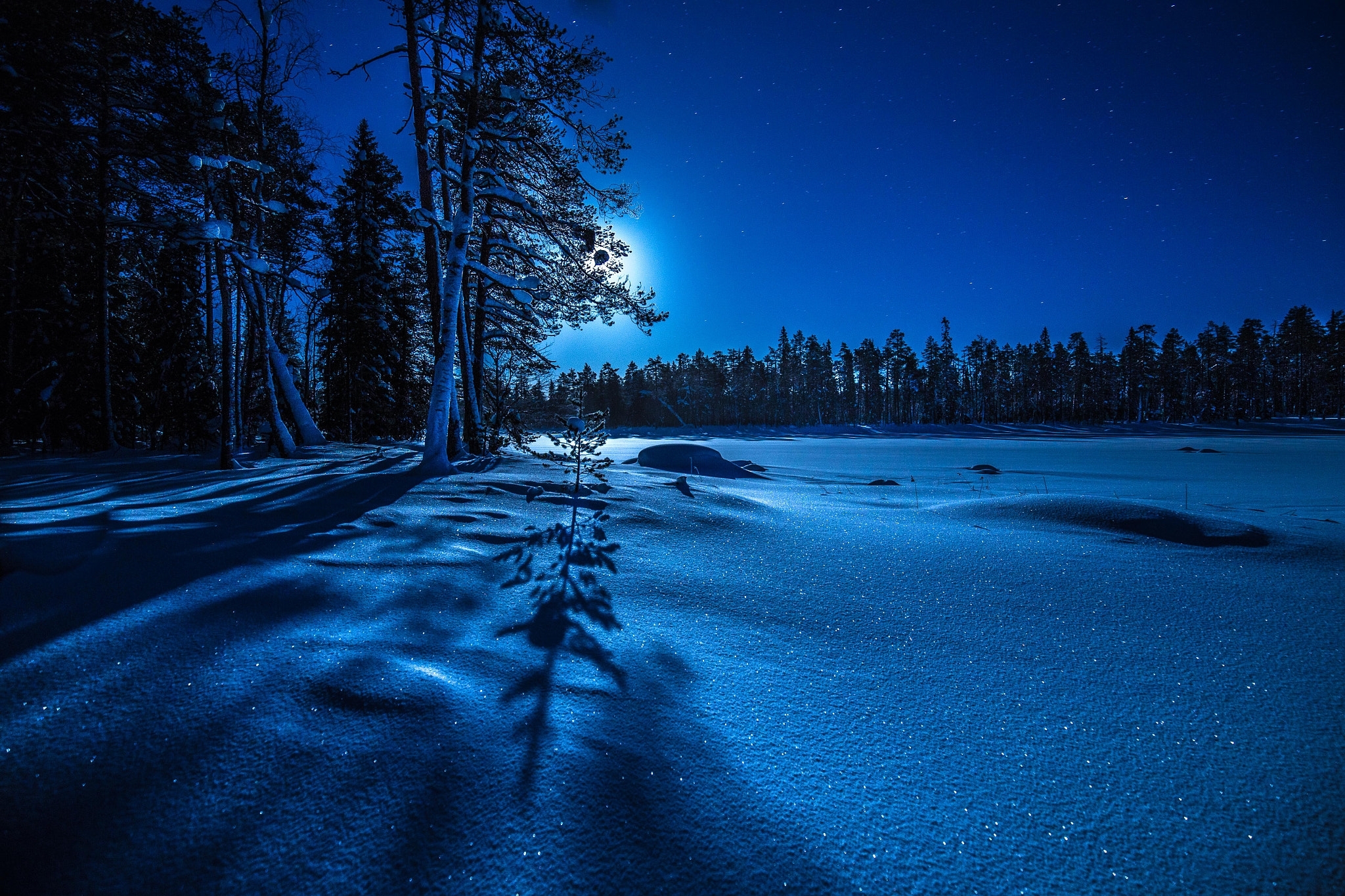 Фото бесплатно Лапландия, ночь, зима