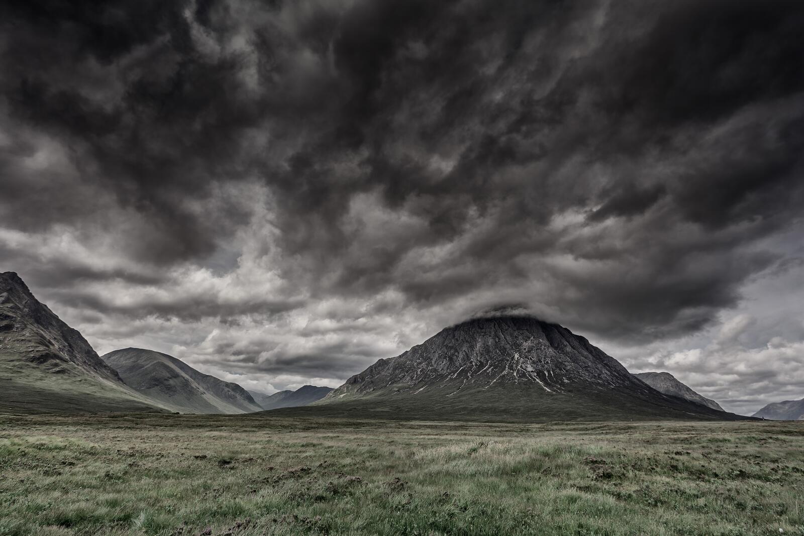 Wallpapers storm mountain range black and white on the desktop