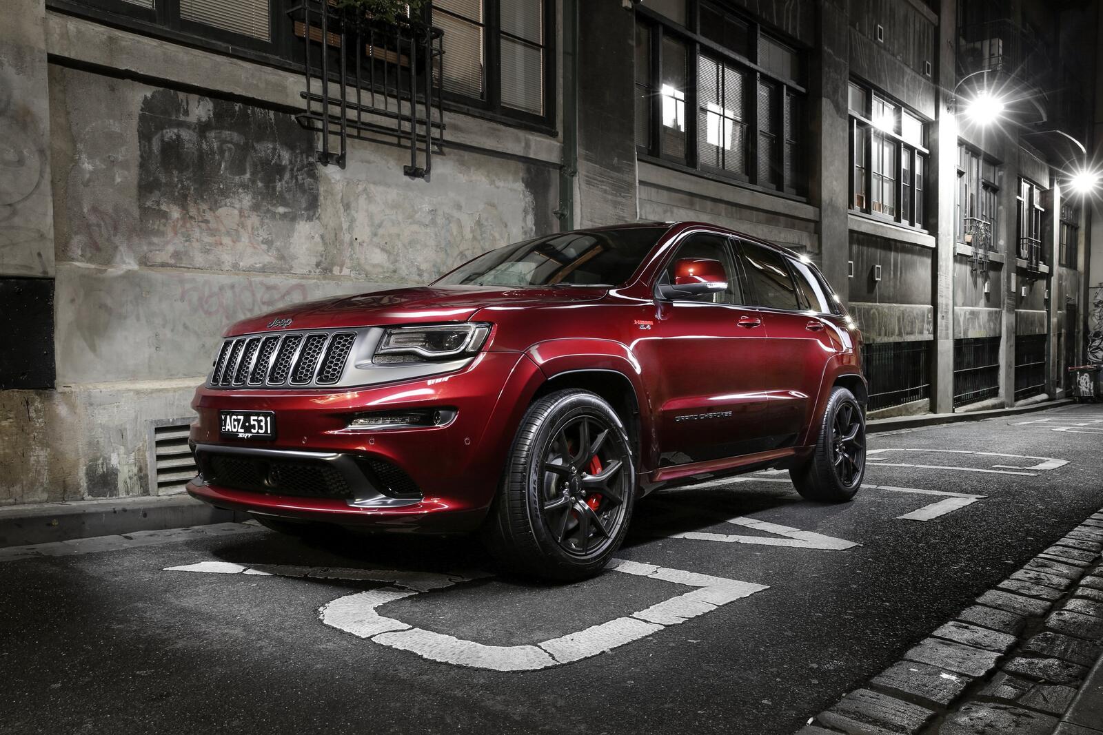 Wallpapers red Jeep Grand Cherokee off-road on the desktop