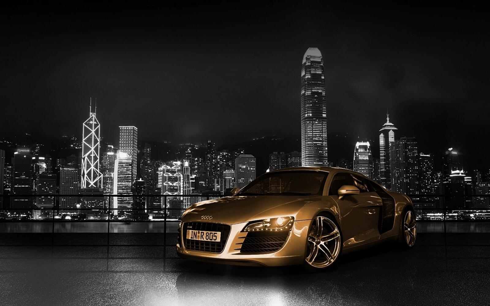 Free photo Audi R8 against the night sky