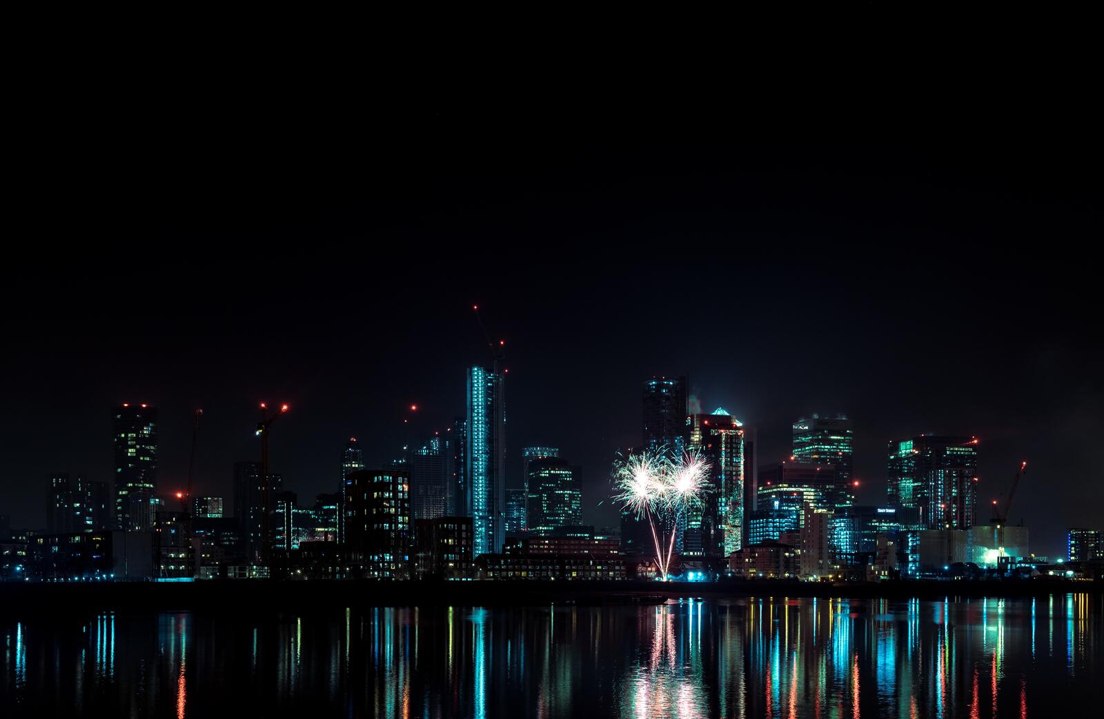 Wallpapers fireworks cityscape night on the desktop