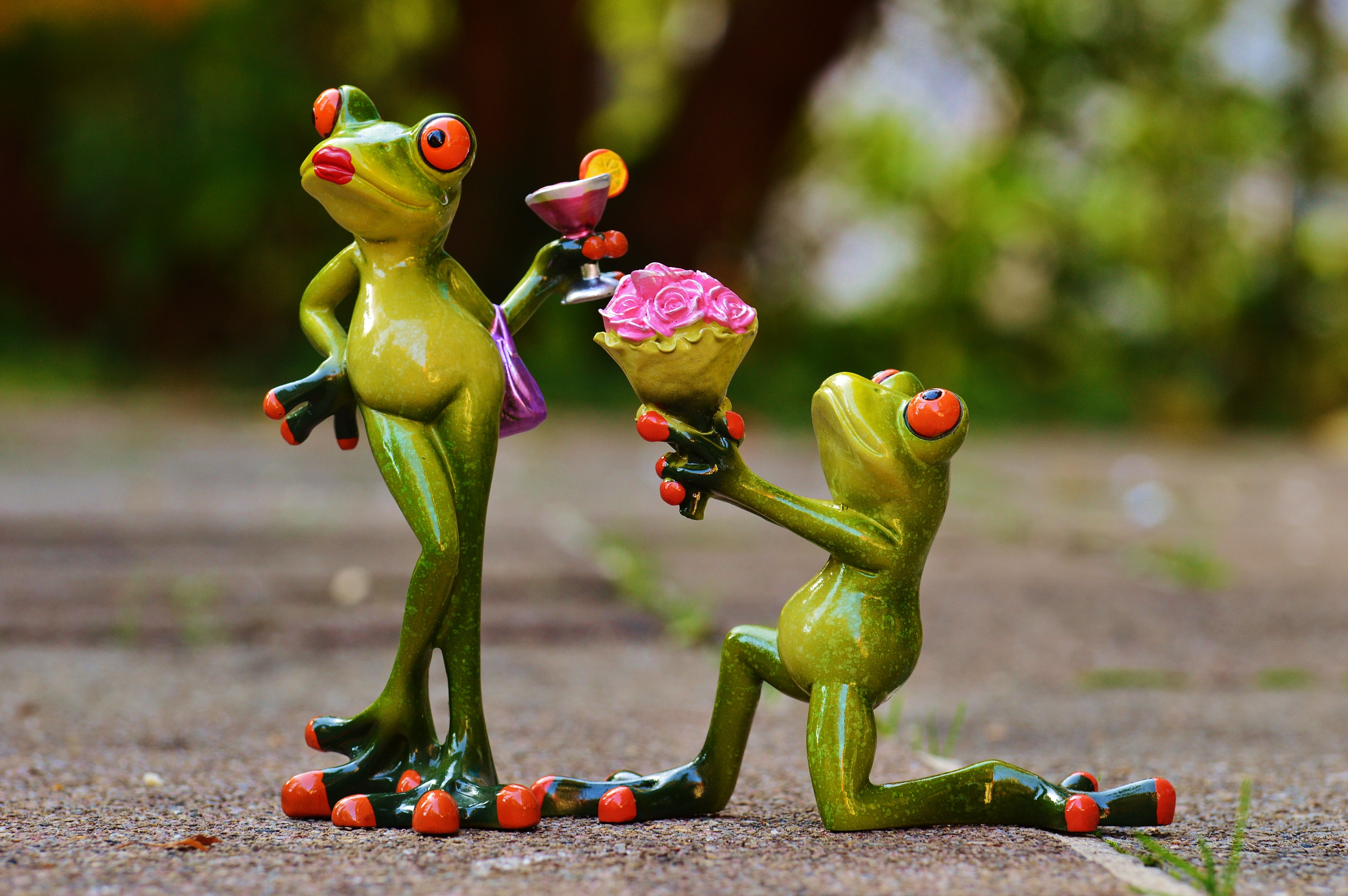Wallpapers figurines a frog a bouquet on the desktop