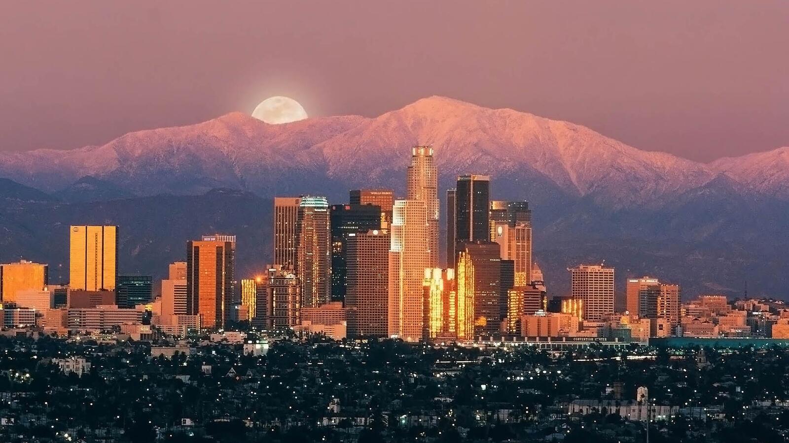 Обои Лос-анджелес небоскребы восход солнца на рабочий стол